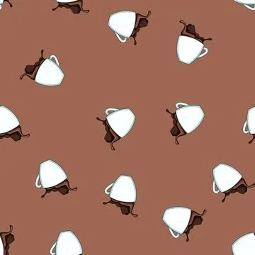 Seamless pattern steam coffee cup splash cartoon vector 스톡 일러스트