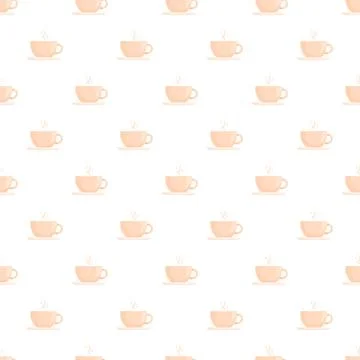 Seamless pattern with steaming coffee cups illustration Stock Illustration