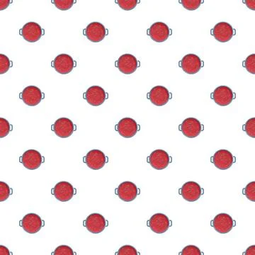 Seamless pattern with steaming red beet soup pots Stock Illustration