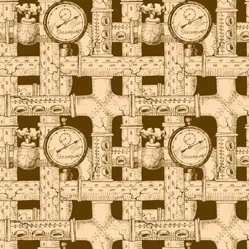Seamless pattern Steampunk Stock Illustration