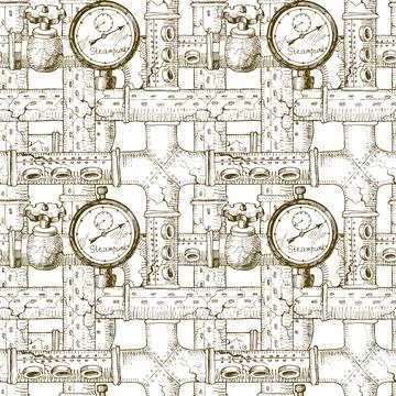 Seamless pattern Steampunk Stock Illustration