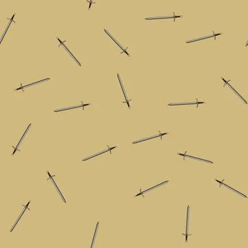 Seamless pattern steel medieval sword cartoon vector Stock Illustration