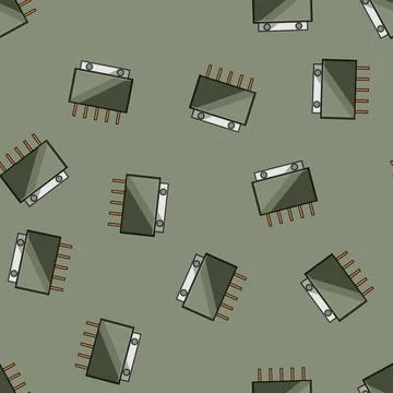 Seamless pattern steel microchip cartoon vector イラスト素材