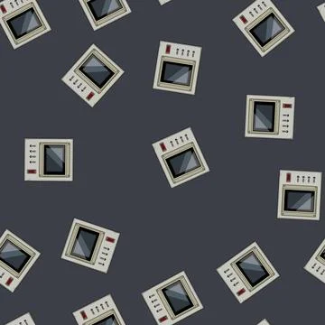 Seamless pattern steel retro control panel cartoon vector Stock Illustration