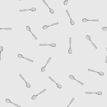 Seamless pattern steel tea spoon cartoon vector イラスト素材