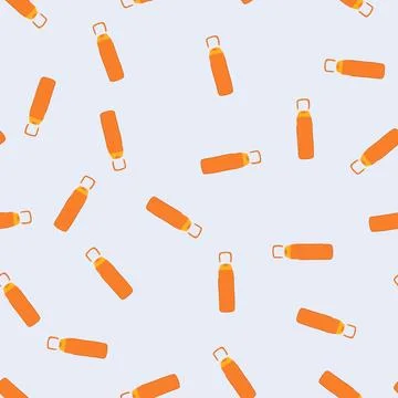 Seamless pattern steel water bottle reusable cartoon vector Stock Illustration