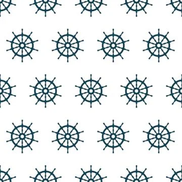 Seamless pattern with steering wheel of ship. Image for wrapping paper Stock Illustration