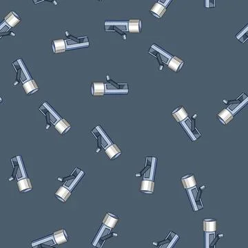 Seamless pattern stemless hand crank flashlight cartoon vector Stock Illustration