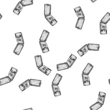 Seamless pattern stemless matchbox sketch hand drawn Stock Illustration