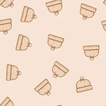 Seamless pattern stemless winter hat knit cartoon vector イラスト素材