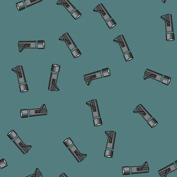 Seamless pattern stemware hand crank flashlight cartoon vector Stock Illustration