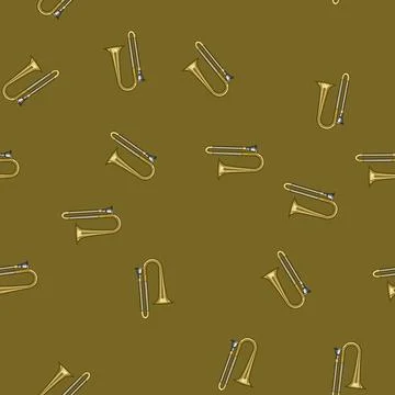 Seamless pattern stemware trombone cartoon vector Ilustração Stock