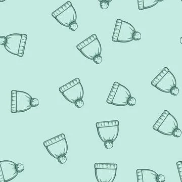 Seamless pattern stemware winter hat knit cartoon vector Stock Illustration