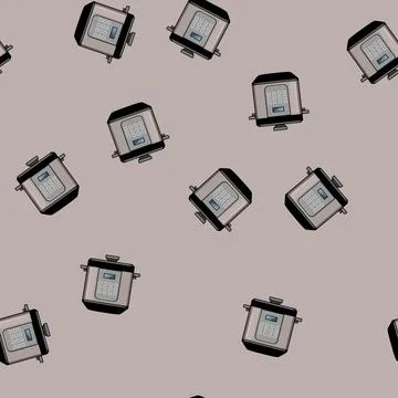 Seamless pattern stew slow cooker cartoon vector Stock Illustration