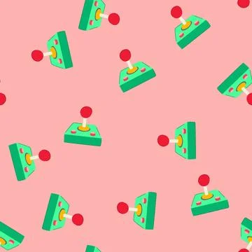 Seamless pattern stick arcade joystick cartoon vector Stock Illustration