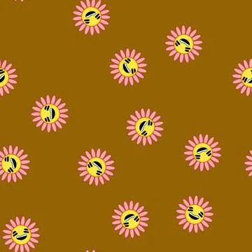 Seamless pattern sticker flower character cartoon vector 스톡 일러스트