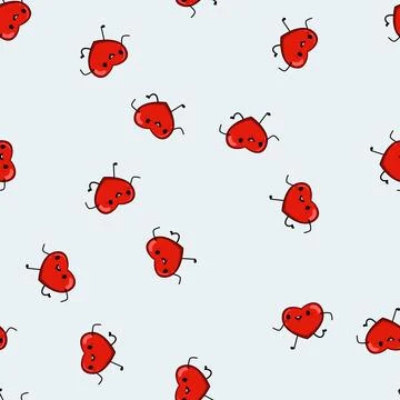 Seamless pattern sticker heart character cartoon vector イラスト素材