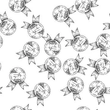 Seamless pattern sticker ribbon sketch hand drawn Stock Illustration