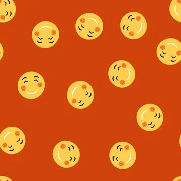 Seamless pattern sticker smiley cartoon vector Stock Illustration