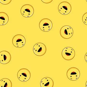 Seamless pattern sticker smiley cartoon vector Stock Illustration