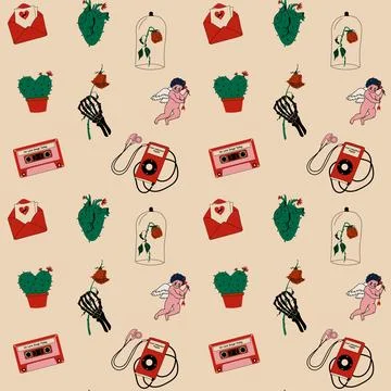 Seamless pattern with Stickers. Stock-Illustration