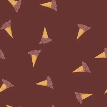 Seamless pattern sticky fallen ice cream cartoon vector Stock Illustration