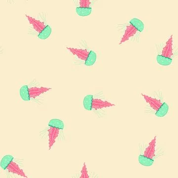Seamless pattern sting jellyfish cartoon vector 库存插图