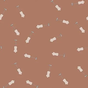 Seamless pattern stitching mannequin tailor cartoon vector Stock Illustration