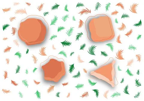Seamless Pattern ston and leaves. vector illustration. Illustrazione stock