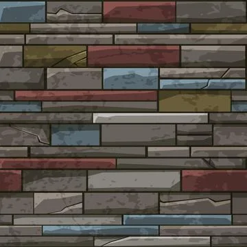 Seamless pattern stone brick old wall, multicolored texture for wallpaper. Illustrazione stock