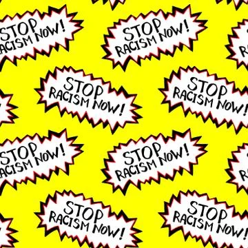 Seamless pattern . Stop racism - vector lettering doodle handwritten on theme イラスト素材