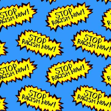 Seamless pattern . Stop racism - vector lettering doodle handwritten on theme Stockillustratie