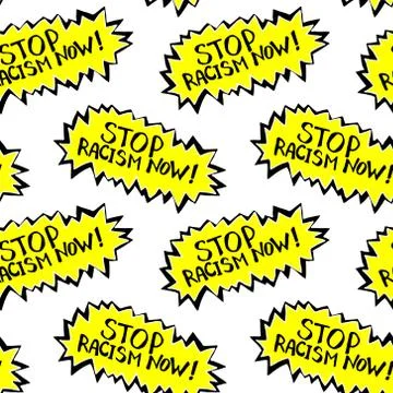 Seamless pattern . Stop racism - vector lettering doodle handwritten on theme イラスト素材