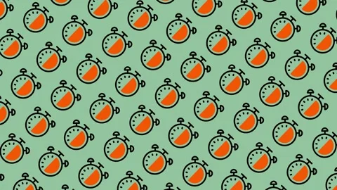 Seamless Pattern of Stopwatches on Green Background. Stock Footage 325391332