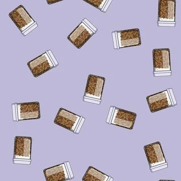 Seamless pattern storage coffee jar cartoon vector Stock Illustration