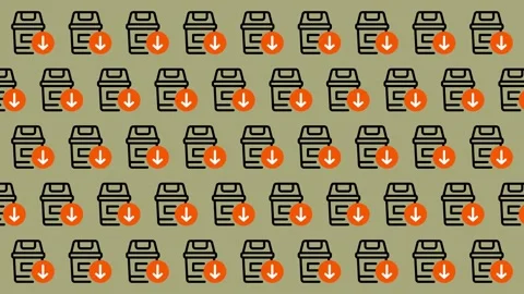 Seamless Pattern of Store Icons with Downward Arrows. Stock Footage 325387090