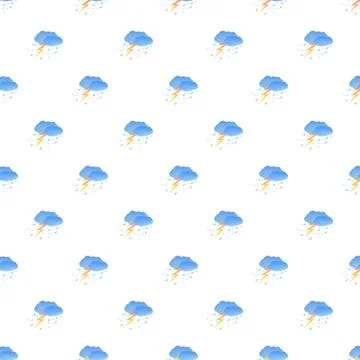 Seamless pattern with storm clouds, lightning, and rain Illustrazione stock