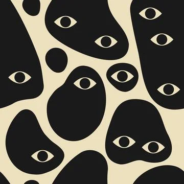 Seamless pattern with strange surreal creatures with eyes Stock Illustration