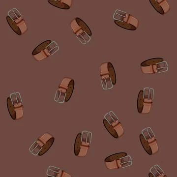 Seamless pattern strap leather belt cartoon vector sign color Stock Illustration
