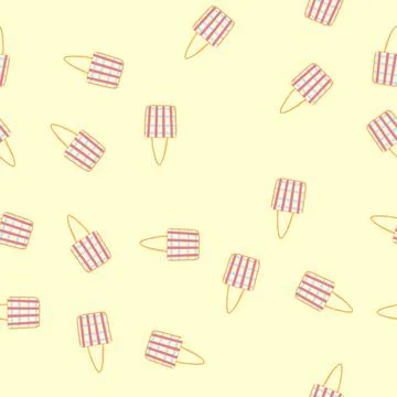 Seamless pattern straw beach bag cartoon vector Stock Illustration