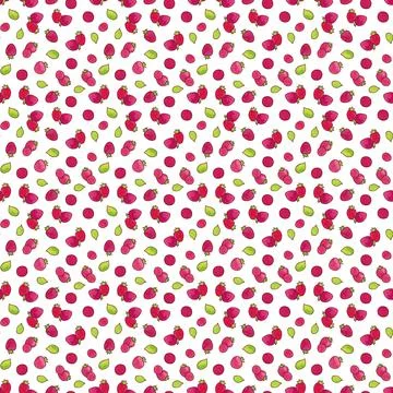 Seamless pattern with strawberries and leaves. A small drawing of the pattern. Stock Illustration