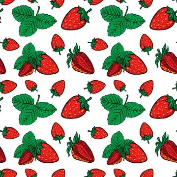 Seamless pattern with strawberries. Design element for poster, flyer, menu. V Stock Illustration