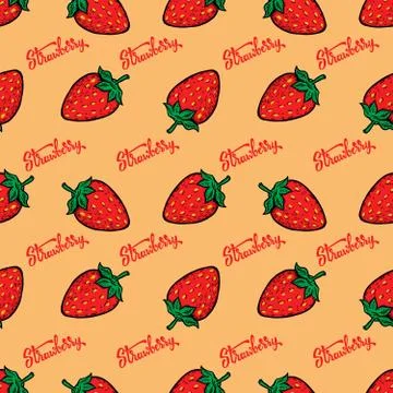 Seamless pattern with strawberries. Design element for poster, flyer, menu. V 스톡 일러스트