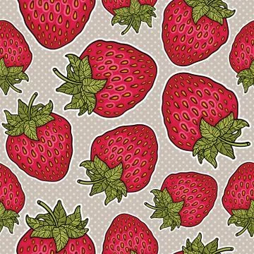 Seamless pattern with strawberries. Graphic stylized drawing. Stock Illustration