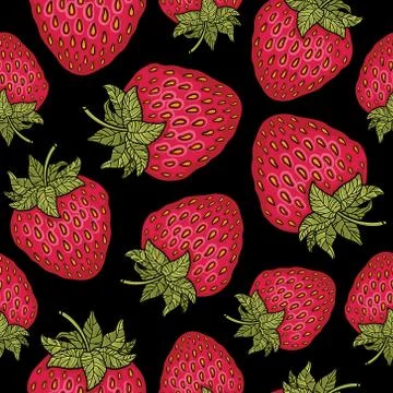 Seamless pattern with strawberries. Graphic stylized drawing. Stock Illustration