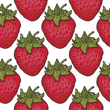 Seamless pattern with strawberries. Graphic stylized drawing. Stock Illustration