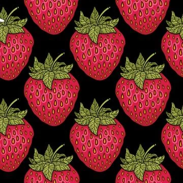 Seamless pattern with strawberries. Graphic stylized drawing. Stock Illustration
