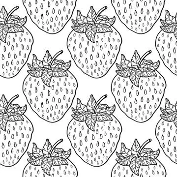 Seamless pattern with strawberries. Graphic stylized drawing. Stock Illustration
