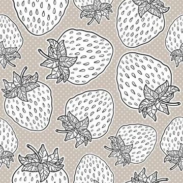 Seamless pattern with strawberries. Graphic stylized drawing. Stock Illustration