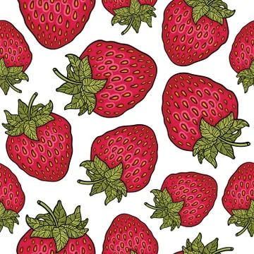 Seamless pattern with strawberries. Graphic stylized drawing. Stock Illustration